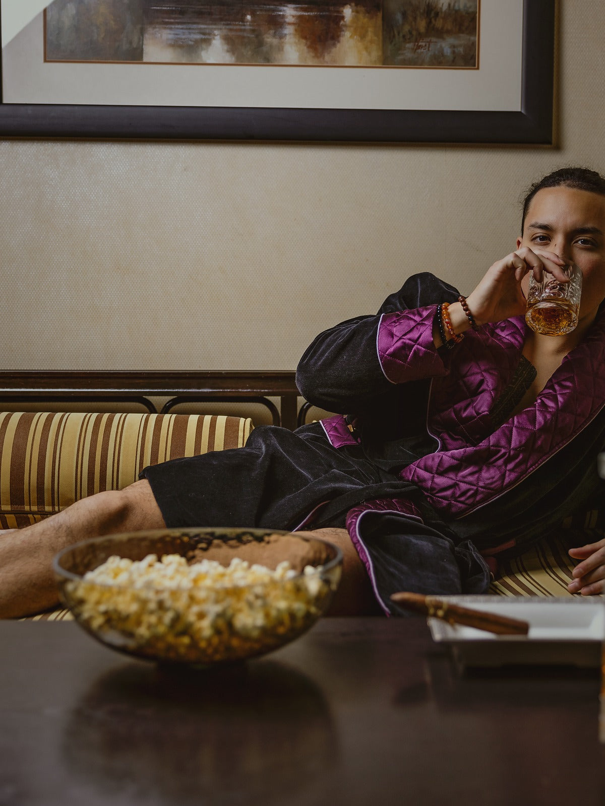 Bergamo Classic Smoking Robe | Carbon Black