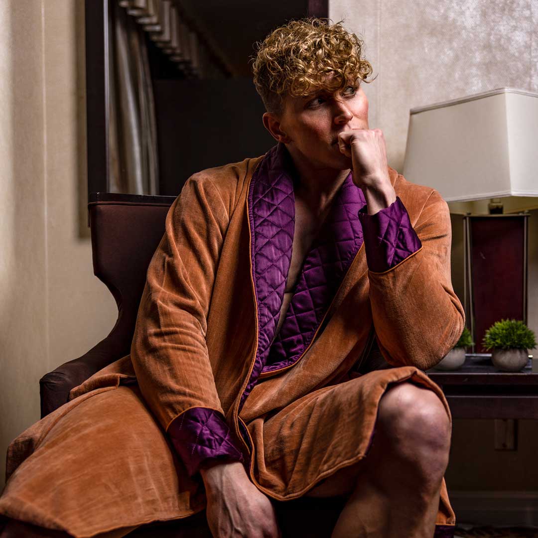 Classic Smoking Robe | Camel - World of Bergamo – BERGAMO LIFESTYLE